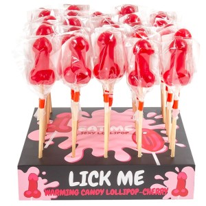 SECRETPLAY - CHERRY CANDY PENIS LOLLIPOP DISPLAY MIT SCHARFEM WÃRMEEFFEKT (40 STÃCK)